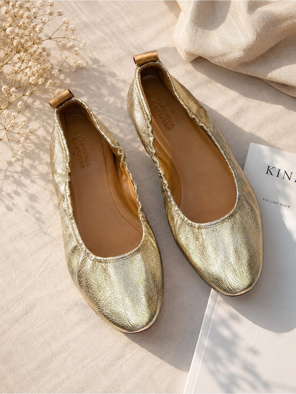 Mercedes Castillo Gold Ballet Flats size 7